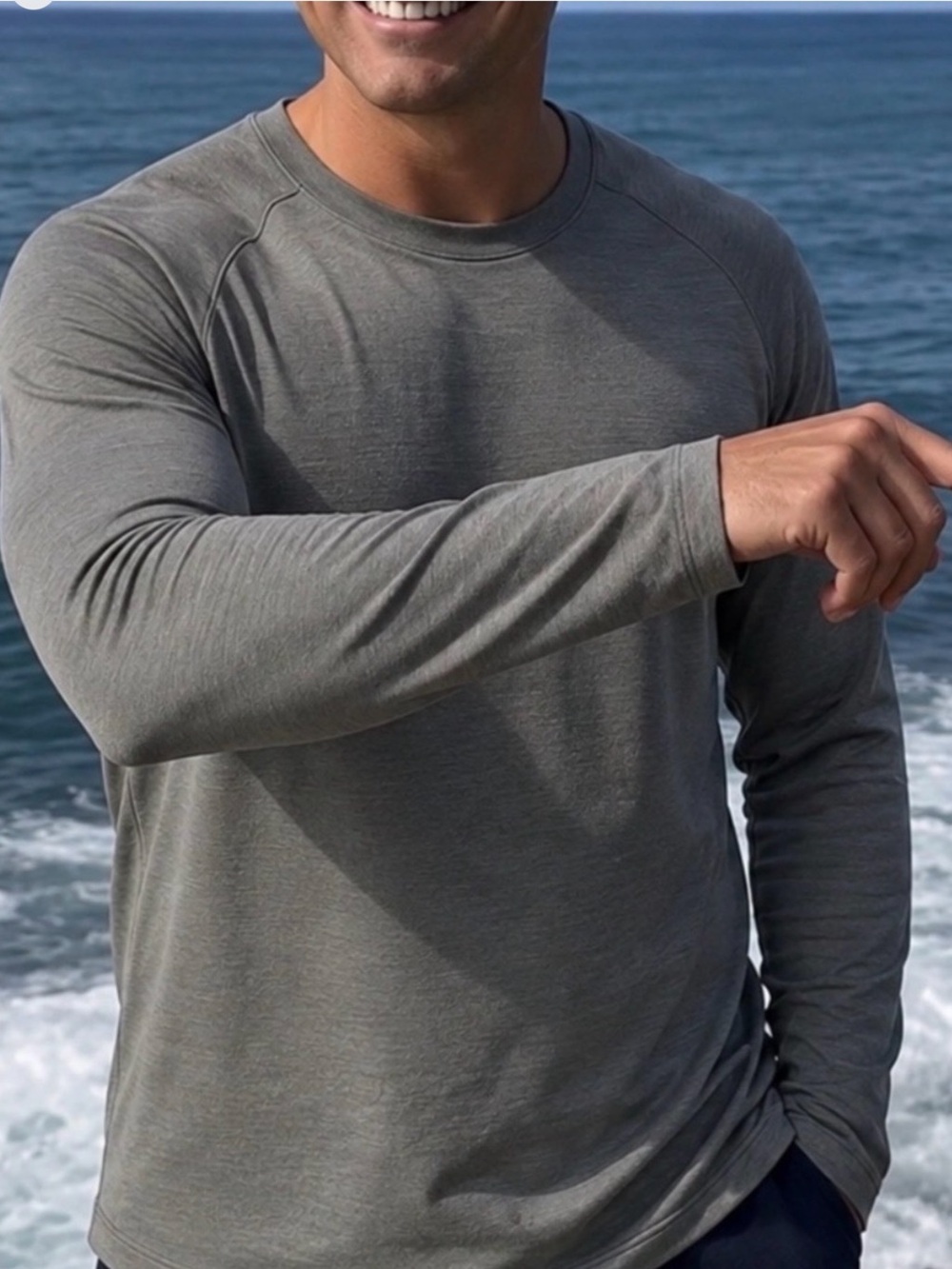 BOSS Hugo Boss Men’s XXL Slate Blue Gray Raglan Long Sleeve Shirt Regular Fit